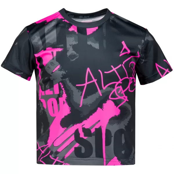  Detské prémiové funkčné tričko ALTISPORT VOJ/ALK076TR01 ČIERNA/FLUO RUŽOVÁ 