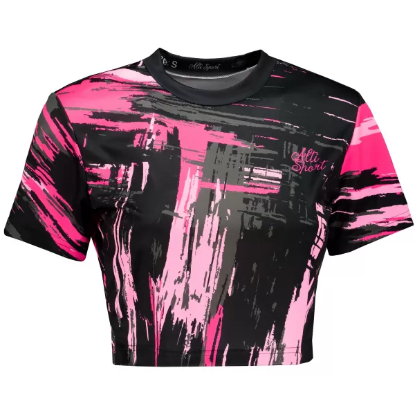  Dámsky prémiový crop top ALTISPORT VOJ/ALW010TR07 ČERNÁ/SVĚTLE RŮŽOVÁ ČIERNA/SVETLO RUŽOVÁ 