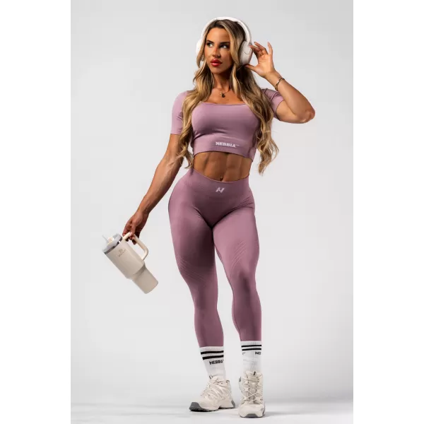  Tvarujúci bezšvový crop top FLOW SEAMLESS 499 PINK Nebbia 