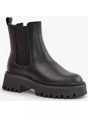 Dámske kožené zateplené topánky BIG STAR OO274A386 ČIERNA Big Star Shoes