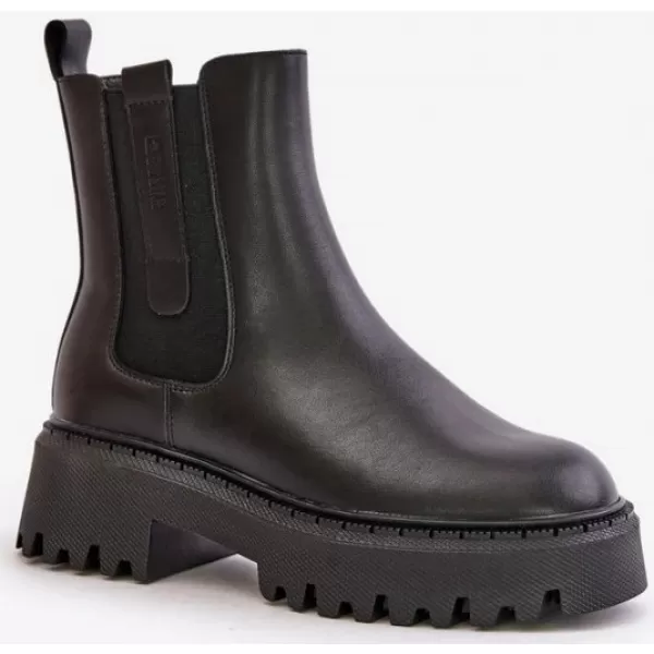  Dámske kožené zateplené topánky BIG STAR OO274A386 ČIERNA Big Star Shoes 