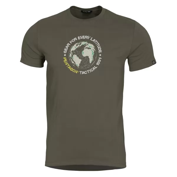  tričko PENTAGON GLOBE T-SHIRT K09055 HNEDÁ ŠEDÁ 