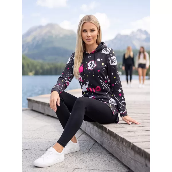  Dámska mikina ALTISPORT GITA ČIERNA/RUŽOVÁ 