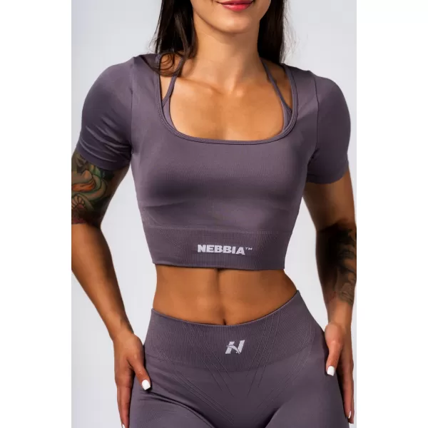  Tvarujúci bezšvový crop top FLOW SEAMLESS 499 DARK GREY Nebbia 