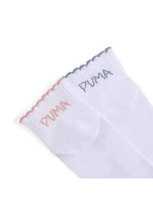 Ponožky PUMA GIRLS SCALLOP EDGE QUAR 94723501 BIELA/RUŽOVÁ