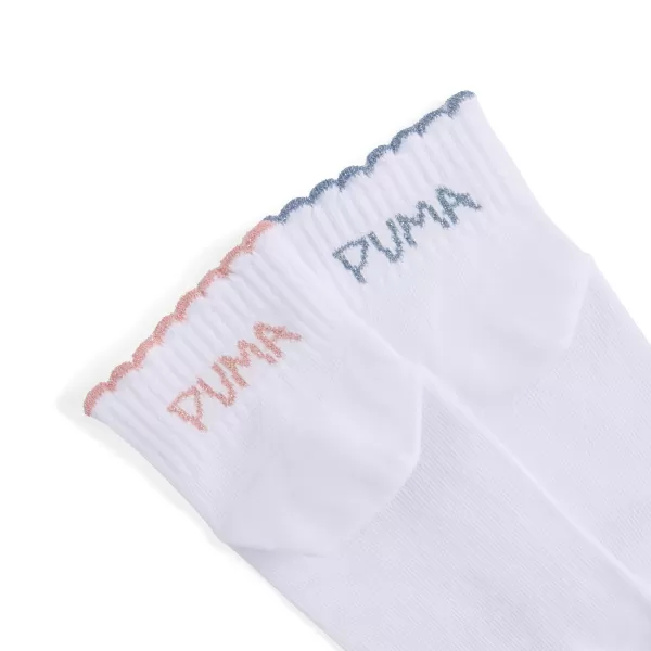  Ponožky PUMA GIRLS SCALLOP EDGE QUAR 94723501 BIELA/RUŽOVÁ 
