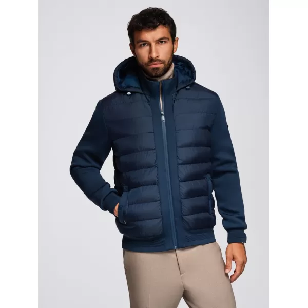  Pánska bomber bunda OMBRE OM-JALP-0298 NÁMORNÍCKA MODRÁ 