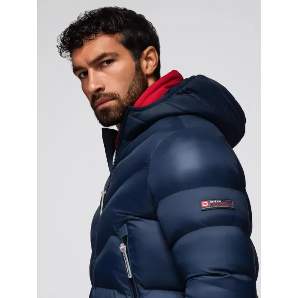  Pánska bunda OMBRE OM-JAHP-0303 NÁMORNÍCKA MODRÁ 