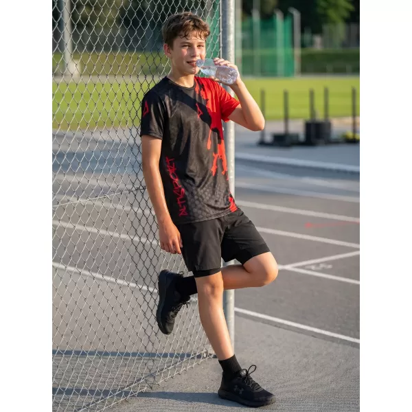  Detské prémiové funkčné tričko ALTISPORT VOJ/ALM112TR01 ČIERNO-ČERVENÁ 