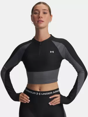 Dámske tričko UNDER ARMOUR UA HG RIB 1/4 ZIP 6003981-004 ČIERNA