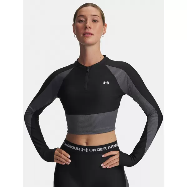  Dámske tričko UNDER ARMOUR UA HG RIB 1/4 ZIP 6003981-004 ČIERNA 