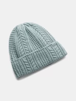 Dámska čiapka UNDER ARMOUR W HALFTIME CABLE KNIT BEANIE 1386639-323 ZELENÁ