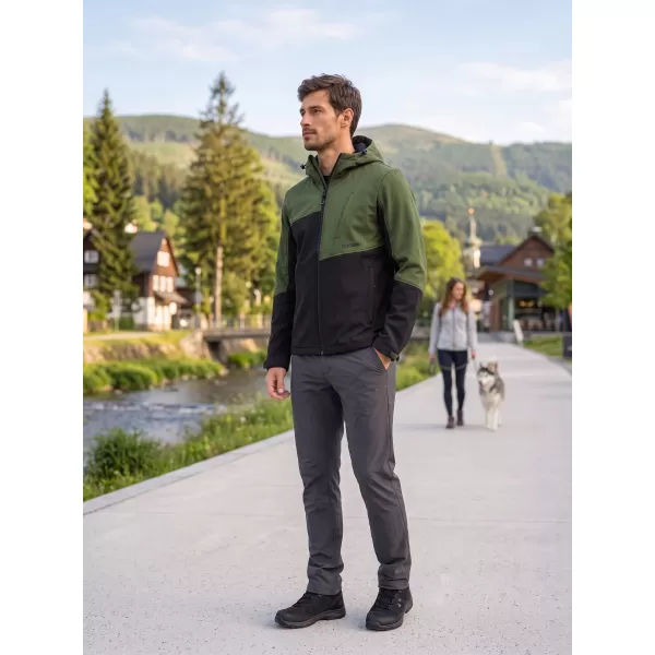  Pánska bunda so softshell ALTISPORT GAN KHAKI/ČIERNA 
