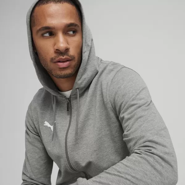  Sako PUMA TEAMGOAL CASUALS HOODED JACK 658595_33 STREDNE ŠEDÁ VRES/BIELA 
