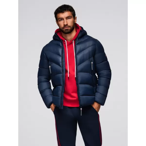  Pánska bunda OMBRE OM-JAHP-0303 NÁMORNÍCKA MODRÁ 