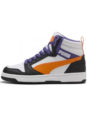 Detská obuv PUMA REBOUND V6 MID JR 39383134 PUMA BIELA/ORANŽOVÁ GLO/ČIERNA