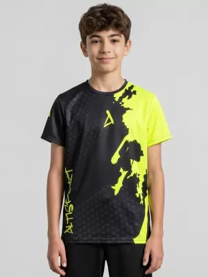 Detské prémiové funkčné tričko ALTISPORT VOJ/ALM112TR01 ČIERNO-FLUO ŽLTÁ