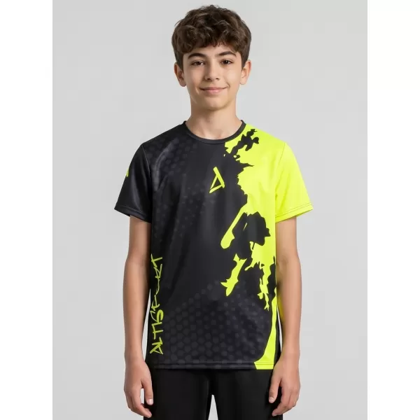  Detské prémiové funkčné tričko ALTISPORT VOJ/ALM112TR01 ČIERNO-FLUO ŽLTÁ 