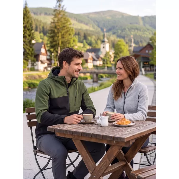  Pánska bunda so softshell ALTISPORT GAN KHAKI/ČIERNA 