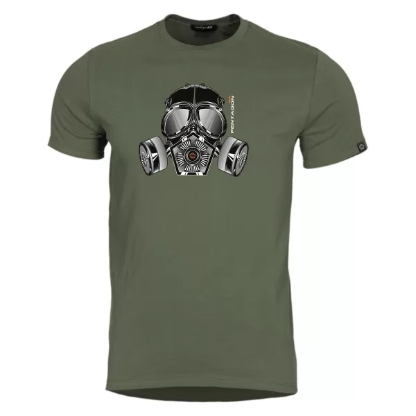  tričko PENTAGON AGERON GAS MASK K09012 OLIVOVO ZELENÁ 