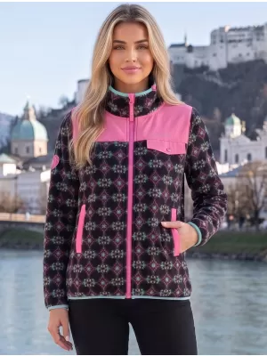 Dámska fleecová mikina ALTISPORT GENESIS ČIERNA/SVETLO RUŽOVÁ