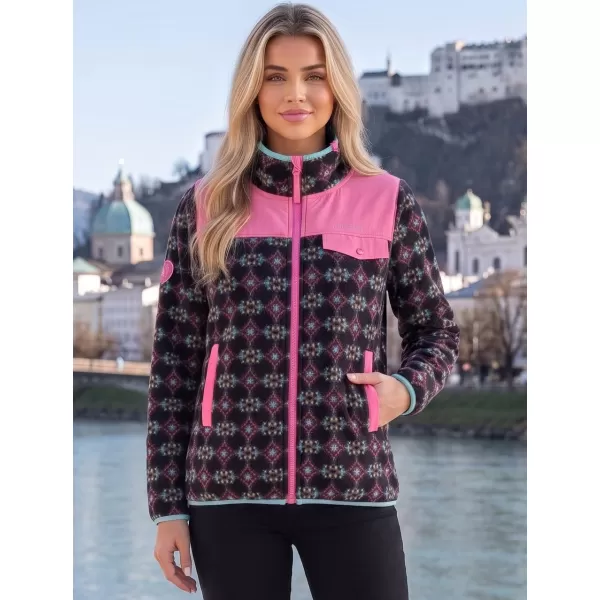  Dámska fleecová mikina ALTISPORT GENESIS ČIERNA/SVETLO RUŽOVÁ 