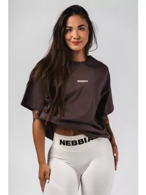 Nadrozmerné tričko RESET 491 DARK BROWN Nebbia