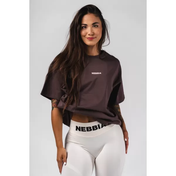  Nadrozmerné tričko RESET 491 DARK BROWN Nebbia 