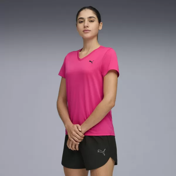  Tričko PUMA W TAD ESSENTIAL VNECK TEE 52589099 ŽIARLIVÝ RUŽOVÝ 
