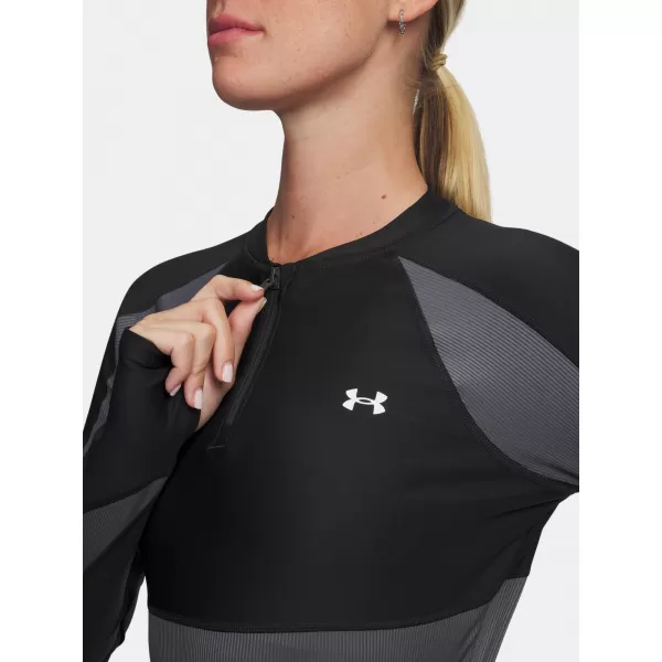  Dámske tričko UNDER ARMOUR UA HG RIB 1/4 ZIP 6003981-004 ČIERNA 