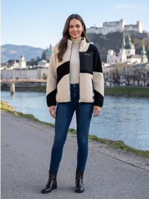 Dámska fleecová mikina ALTISPORT GERI ČIERNA/BÉŽOVÁ