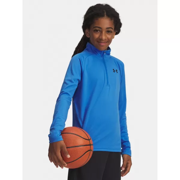  Chlapčenské tričko UNDER ARMOUR UA TECH 2.0 1/2 ZIP 1363286-402 MODRÁ 