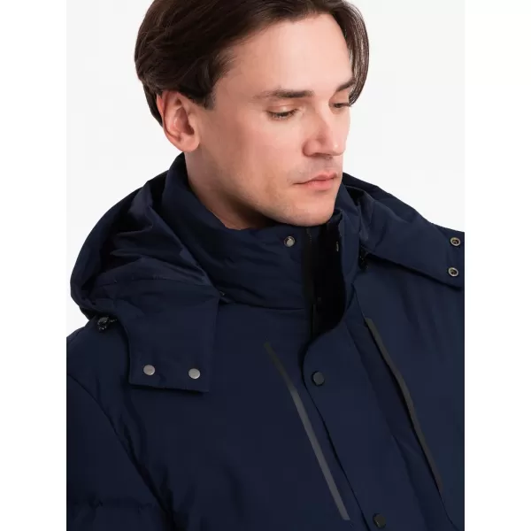  Pánska zimná bunda OMBRE OM-JAHP-0306 NÁMORNÍCKA MODRÁ 