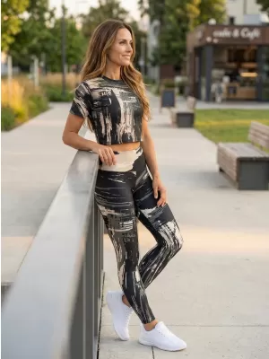 Dámsky prémiový crop top ALTISPORT VOJ/ALW010TR07 ČERNOHNĚDÁ ČIERNA HNEDÁ