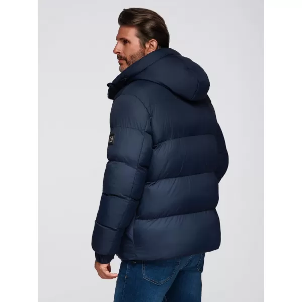  Pánska bunda OMBRE OM-JAHP-0238 NÁMORNÍCKA MODRÁ 