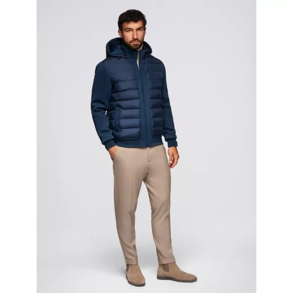  Pánska bomber bunda OMBRE OM-JALP-0298 NÁMORNÍCKA MODRÁ 