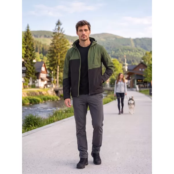  Pánska bunda so softshell ALTISPORT GAN KHAKI/ČIERNA 