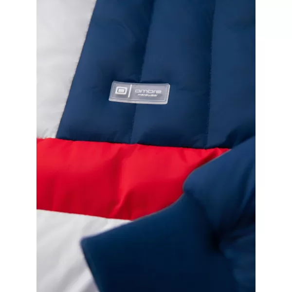  Pánska bunda OMBRE OM-JALP-0296 MODRÁ A BIELA 
