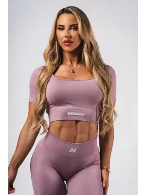 Tvarujúci bezšvový crop top FLOW SEAMLESS 499 PINK Nebbia