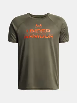 Chlapčenské tričko UNDER ARMOUR UA TECH SPLIT WORDMARK SS 1383010-390 ZELENÁ