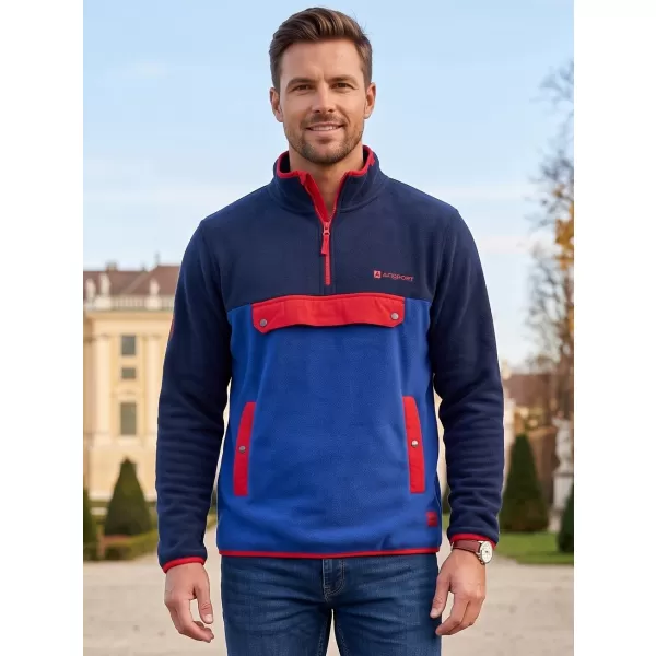  Pánska fleecová mikina ALTISPORT GARM MODRÁ/ČERVENÁ 