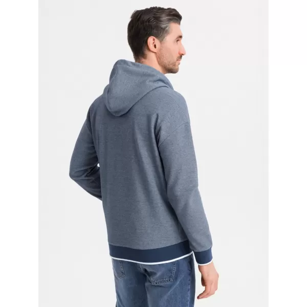  Pánska mikina OMBRE BLACK OM-SSZP-0210 NÁMORNÍCKA MODRÁ 