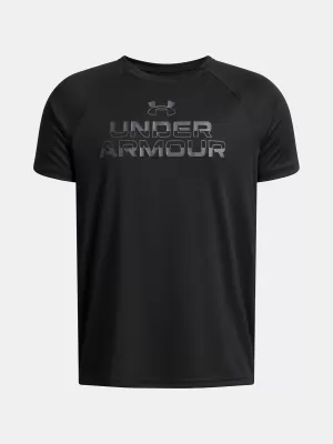 Chlapčenské tričko UNDER ARMOUR UA TECH SPLIT WORDMARK SS 1383010-003 ČIERNA