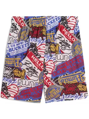 Kraťasy PUMA HOOPERHOTLINE AOP 7" SHORTS 63283701 PO CELÚ DOBU ČERVENÁ/AOP