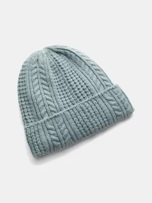 Dámska čiapka UNDER ARMOUR W HALFTIME CABLE KNIT BEANIE 1386639-323 ZELENÁ