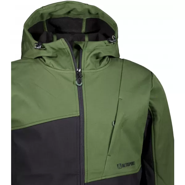  Pánska bunda so softshell ALTISPORT GAN KHAKI/ČIERNA 