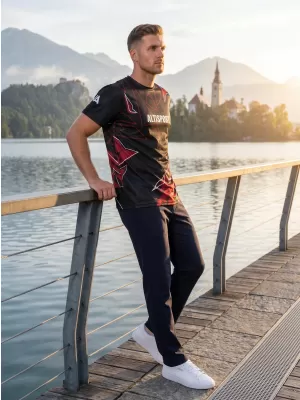 Pánska košeľa na voľný čas premium ALTISPORT VOJ/ALM123TR06 ČIERNO-ČERVENÁ