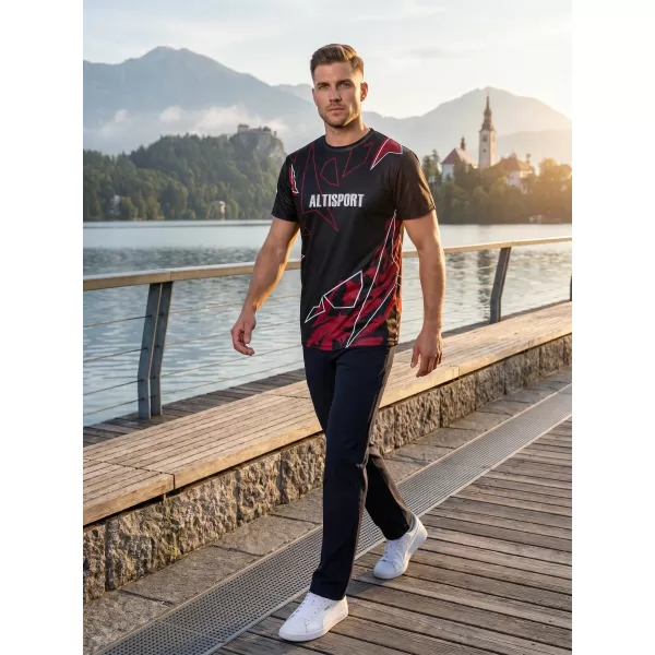  Pánska košeľa na voľný čas premium ALTISPORT VOJ/ALM123TR06 ČIERNO-ČERVENÁ 