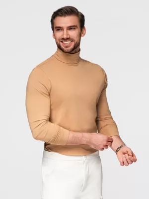 Pánske tričko OMBRE OM-LSCL-0130 SVETLOHNEDÁ