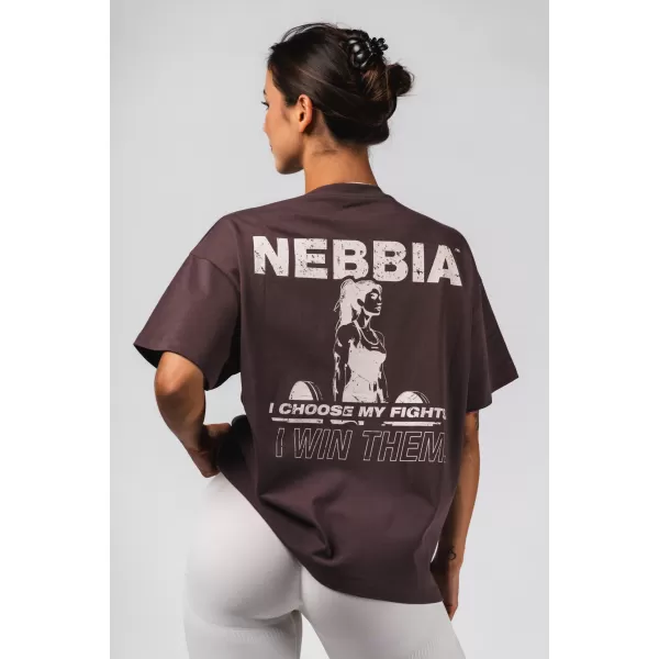  Nadrozmerné tričko RESET 491 DARK BROWN Nebbia 